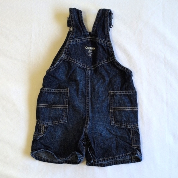 oshkosh b'gosh vestbak classic cotton denim dark wash shortalls 18 months baby - Picture 5 of 6